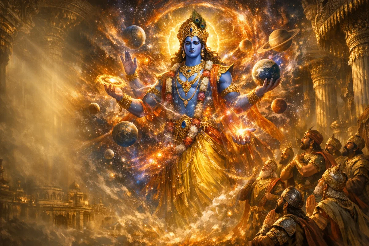 Krishna Reveals His Universal Form in the Kaurava Court
