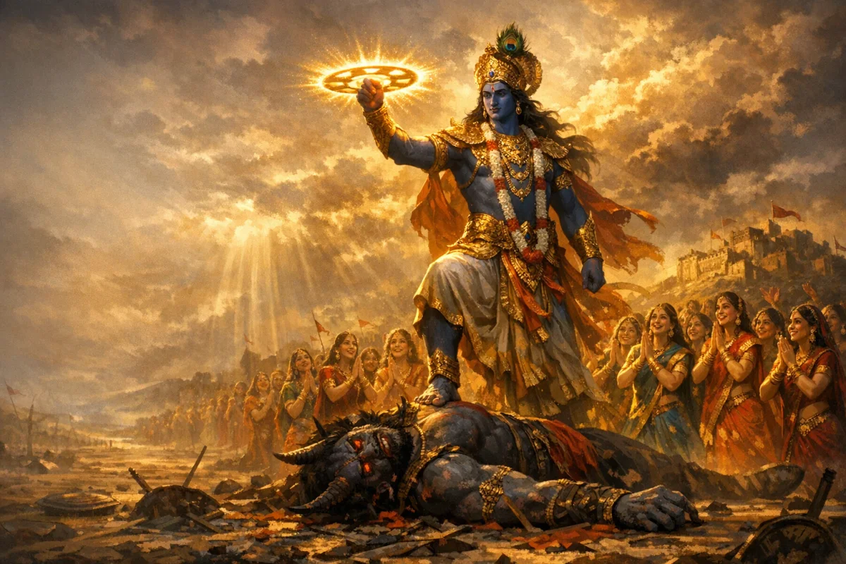 Narakasura's Fall and the Liberation of 16,000 Princesses